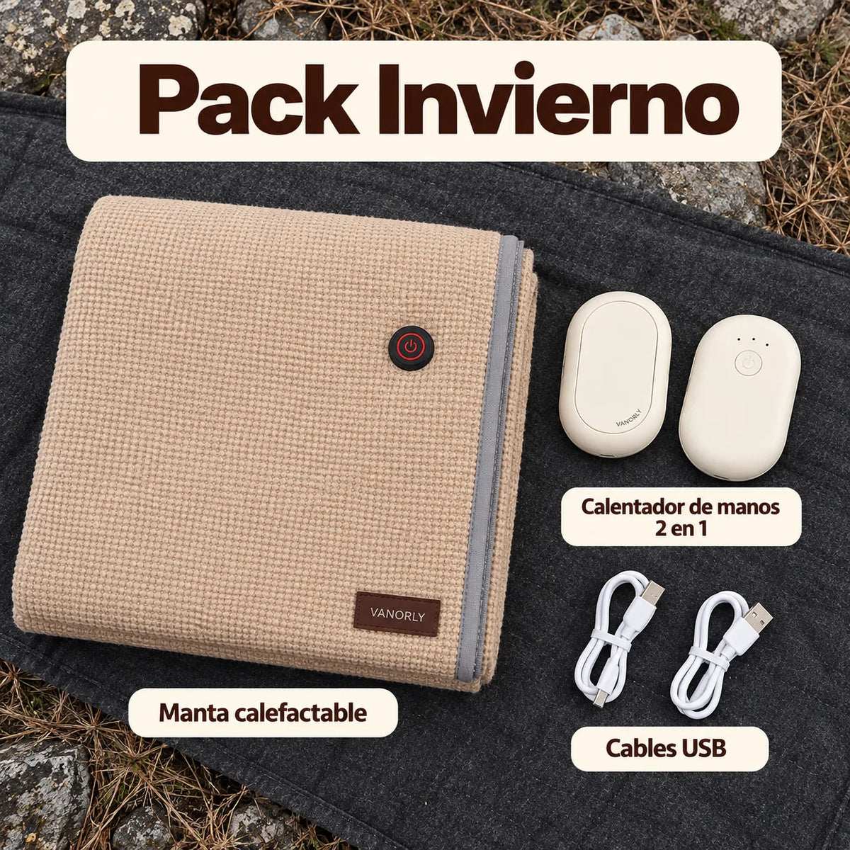 Pack Invierno: manta calefactable + calentador de manos