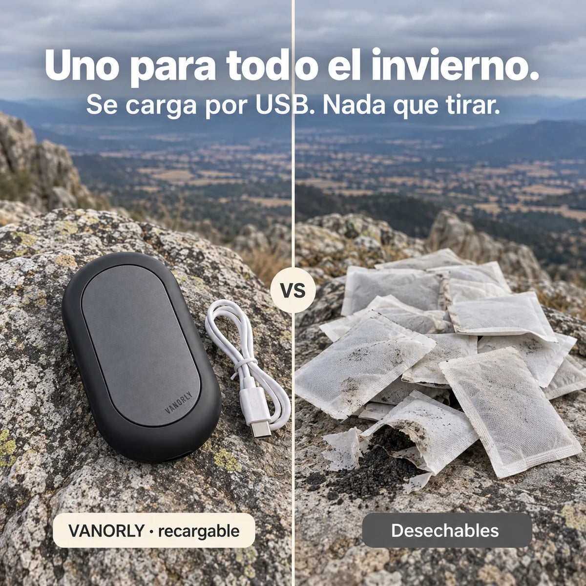 Calentador de manos recargable magnético 2 en 1 · Negro
