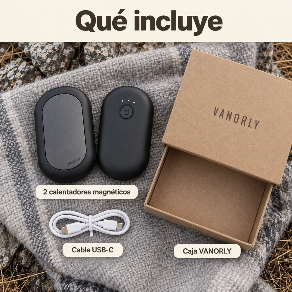 Calentador de manos recargable magnético 2 en 1 · Negro