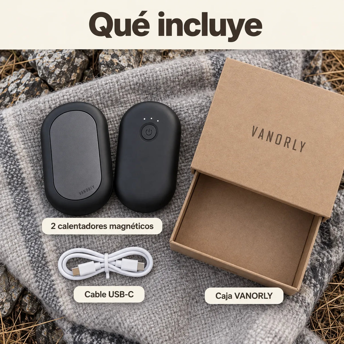 Calentador de manos recargable magnético 2 en 1 · Negro